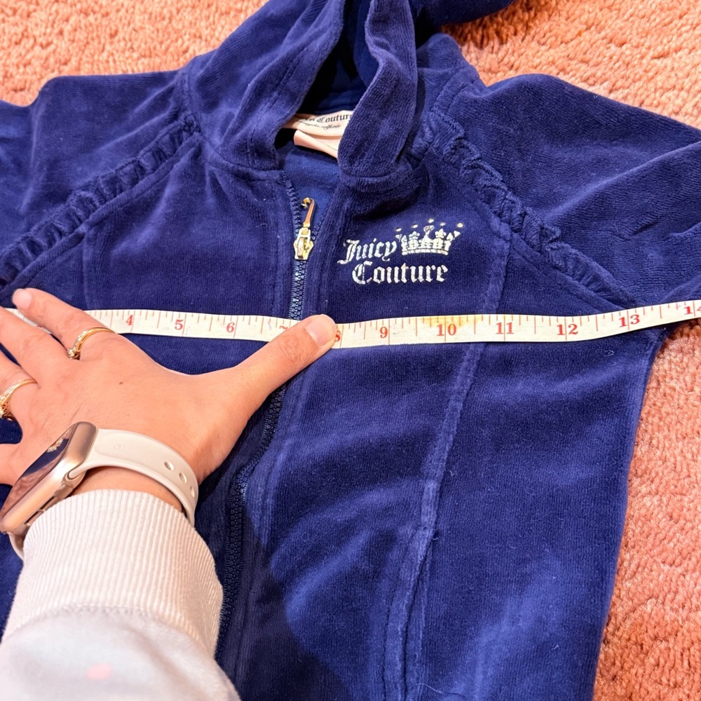 Juicy Couture Toddler Velour Tracksuit Set Navy Blue Heart Hoodie & Pants 4T - Picture 10 of 13
